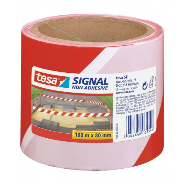 Páska tesa® SIGNAL, 80 mm, výstražná, červená/biela, L-100 m 2171173