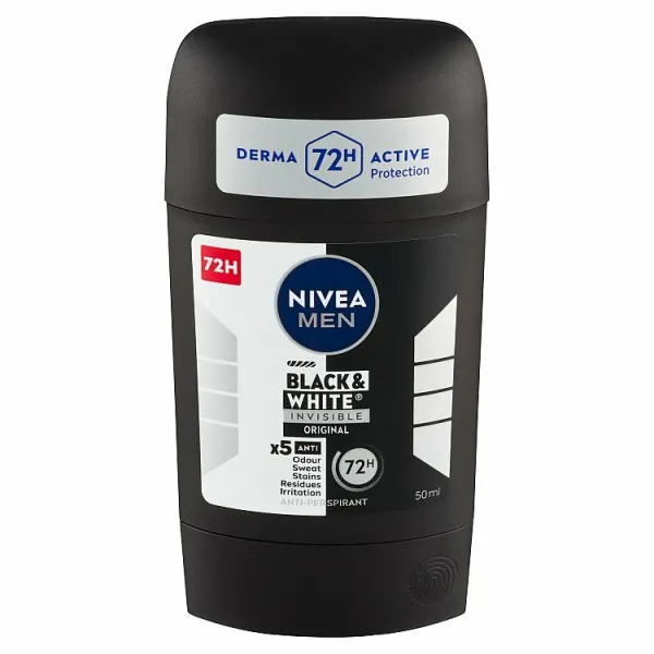 Nivea Men Black & White Invisible Original tuhý antiperspitant pre mužov 50 ml