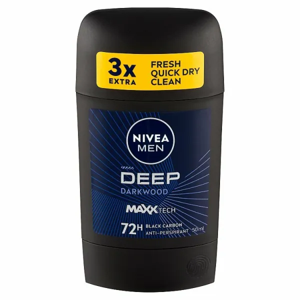Nivea Men Deep tuhý antiperspitant pre mužov Black Carbon Dark Wood 50 ml