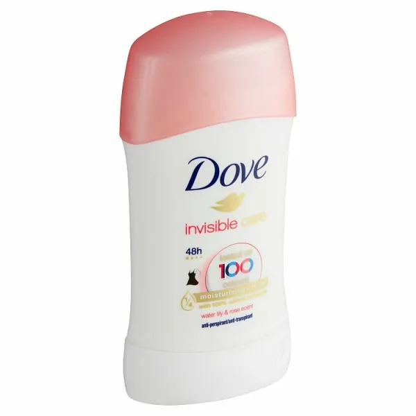 Dove Invisible Care Antiperspirant tuhý antiperspirant proti bielym škvrnám bez alkoholu Water Lily & Rose 40 ml