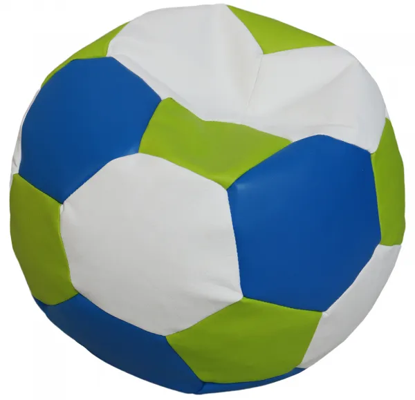 JAKS Sedací vak futbalová lopta s podnožkou bielo modro zelený