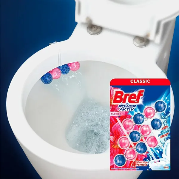 Bref Power Aktiv Flower tuhý WC blok 3 x 50 g