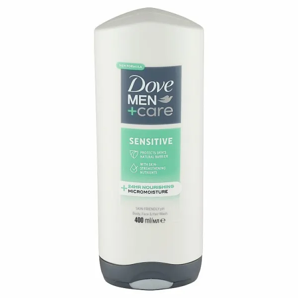 Dove Men+Care Sensitive sprchovací gél na telo, tvár a vlasy 400 ml