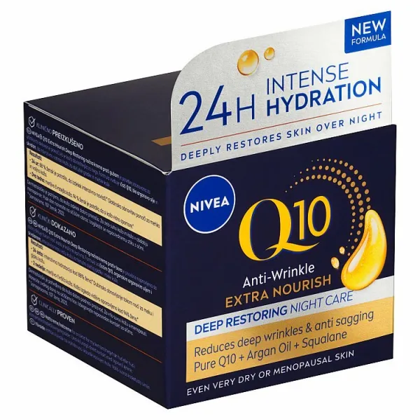 Nivea Q10 Extra Nourish Anti-Wrinkle výživný nočný krém proti vráskam 50 ml
