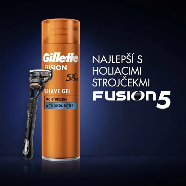 Gillette Fusion Hydratačný Gél Na Holenie Pre Mužov S Kakaovým Maslom, 200ml