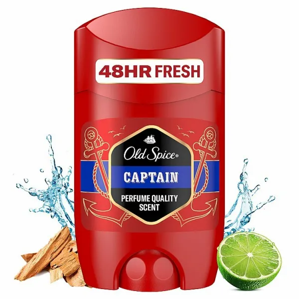 Old Spice Captain Tuhý Dezodorant 50 ml. 48 h Sviežosť. 50 % Recyklovaného Plastu