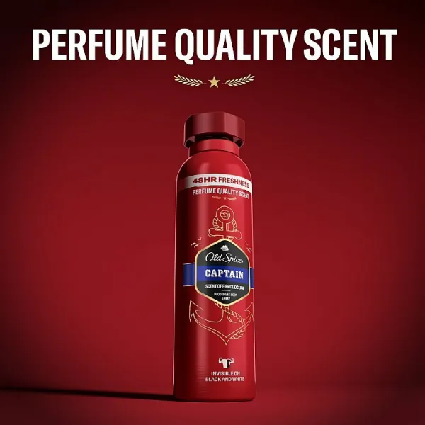 Old Spice Captain Dezodorant V Spreji Pre Mužov 150ml, 48 h Sviežosť a Bez Hliníka