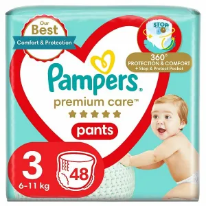 Pampers Premium Care Plienkové Nohavičky Veľkosť 3, 48 Plienok, 6kg-11kg