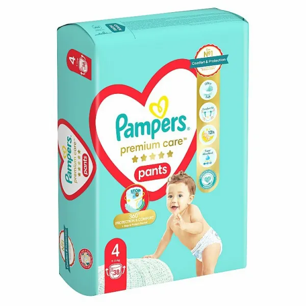 Pampers Premium Care Plienkové Nohavičky Veľkosť 4, 38 Plienok, 9kg-15kg