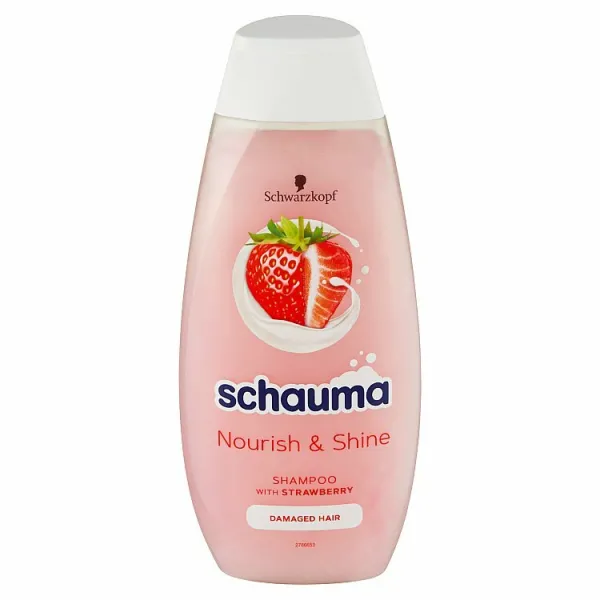 Schwarzkopf Schauma Nourish & Shine posilňujúci šampón pre poškodené vlasy s vôňou jahôd 400 ml