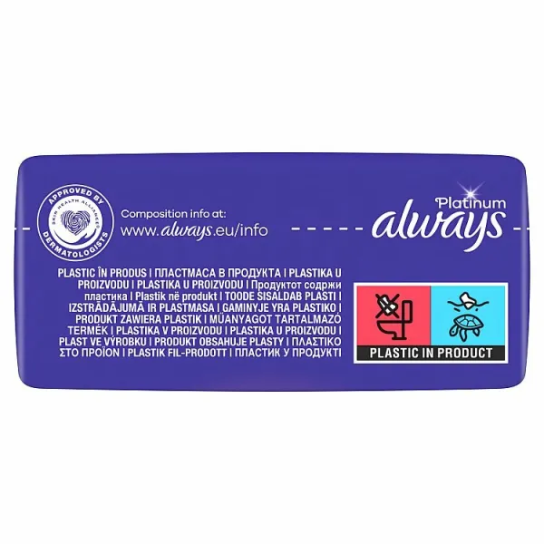 Always Platinum Super Menštruačné Vložky s Krídelkami, 7 ks