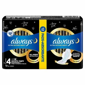 Always Ultra Hygienické Vložky Secure Night (veľkosť 4) S Krídelkami 12Ks