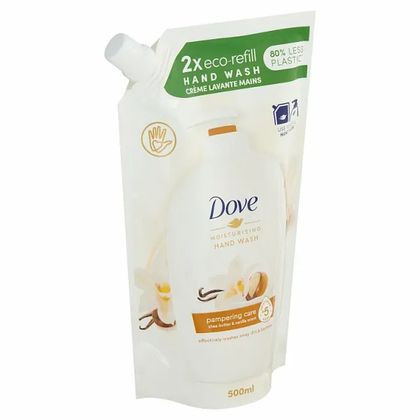 Dove Purely Pampering Shea Butter tekuté mydlo náhradná náplň bambucké maslo a vanilka 500 ml