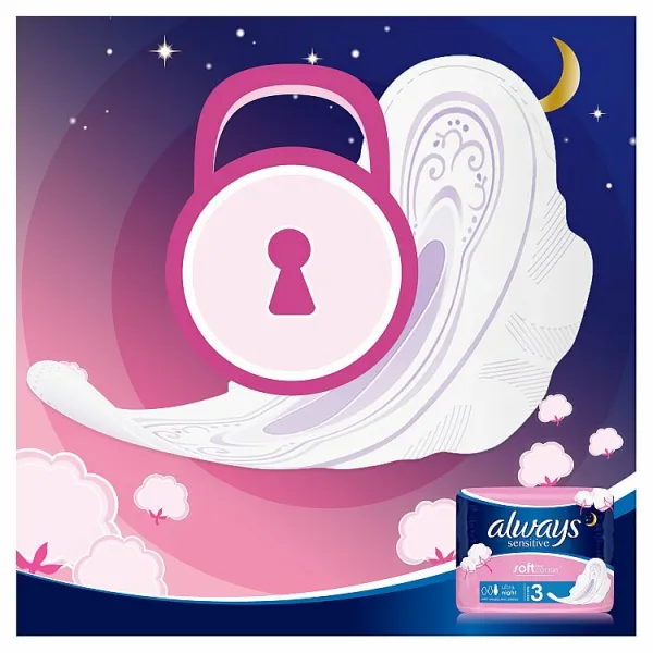 Always Platinum Secure Night Menštruačné Vložky s Krídelkami, 14 ks