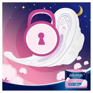 Always Platinum Secure Night Menštruačné Vložky s Krídelkami, 14 ks