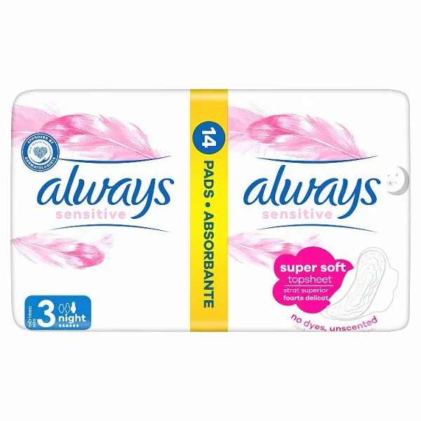 Always Platinum Secure Night Menštruačné Vložky s Krídelkami, 14 ks