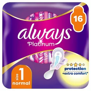 Always Platinum Normal Menštruačné Vložky s Krídelkami, 16 ks