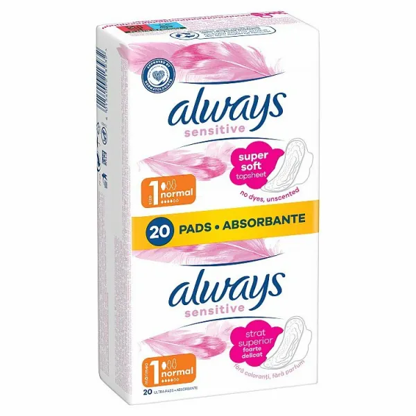 Always Platinum Normal Menštruačné Vložky s Krídelkami, 20 ks