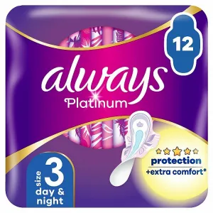 Always Platinum Day and Night Menštruačné Vložky s Krídelkami, 12 ks