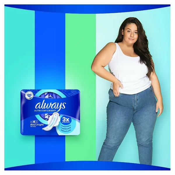Always Ultra  Hygienické Vložky Deň a noc (Veľkosť 3) Krídelká 14 ks