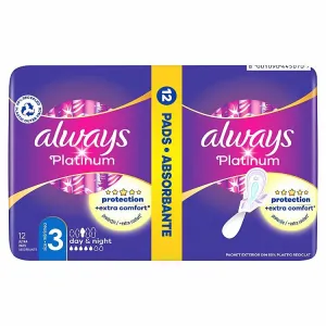 Always Platinum Day and Night Menštruačné Vložky s Krídelkami, 12 ks