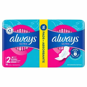 Always Ultra Deň Hygienické Vložky Long (Veľkosť 2) Krídelká 16 ks
