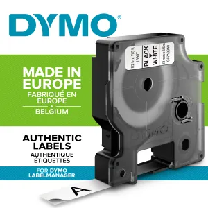 Dymo originál páska do tlačiarne štítkov, Dymo, 45013, S0720530, čierny tlač/biely podklad, 7m, 12mm, D1 45013