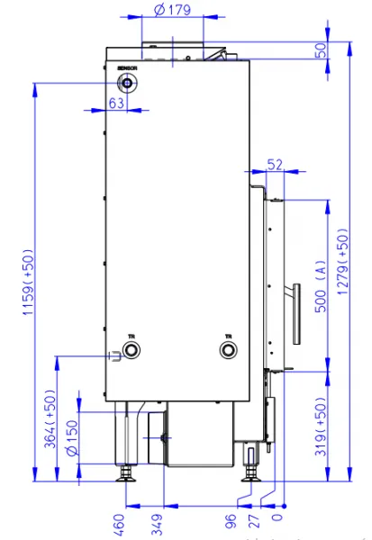 ROMOTOP DYNAMIC W 2G 66.50.01P - krbová vložka rovná s trojitým presklením a teplovodným výmenníkom DW2M 01P