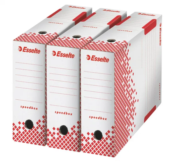 Archívny box Esselte Speedbox 100mm biely/červený