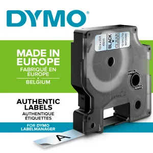 Dymo originál páska do tlačiarne štítkov, Dymo, 40910, S0720670, čierny tlač/transparentná podklad, 7m, 9mm, D1 40910
