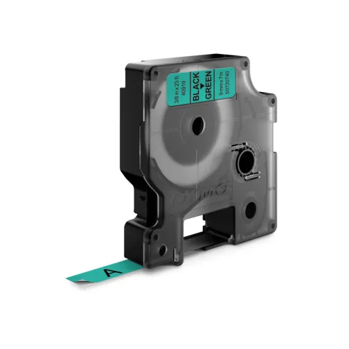 Dymo originál páska do tlačiarne štítkov, Dymo, 40919, S0720740, čierny tlač/zelený podklad, 7m, 9mm, D1 40919