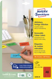 Avery Zweckform Etikety Avery odnímateľné 45,7x21,2 mm červené