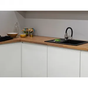 Rohová univerzálna kuchynská linka 320x200, biela vysoký lesk HG/biela FLOT