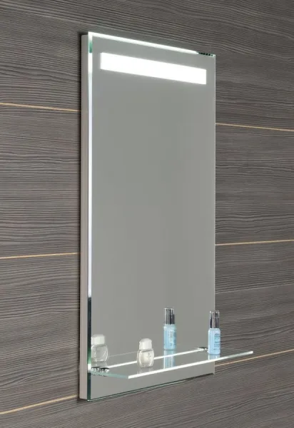 AQUALINE - Zrkadlo s LED osvetlením a policou 50x80cm, gombíkový vypínač ATH52