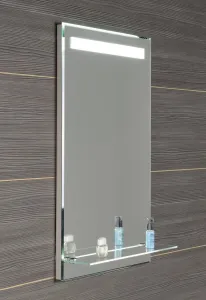 AQUALINE - Zrkadlo s LED osvetlením a policou 50x80cm, gombíkový vypínač ATH52