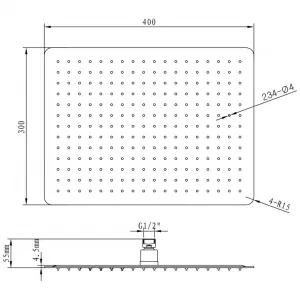 SLIM hlavová sprcha, 400x300mm, nerez MS585
