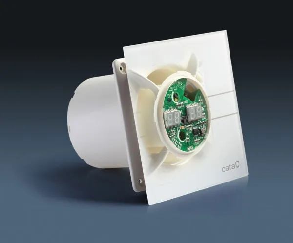 CATA - E-100 GTH kúpeľňový ventilátor axiálny s automatom, 4W/8W, potrubie 100, biela 00900200