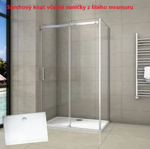 H K - Obdĺžnikový sprchovací kút HARMONY F2 140x80cm L/P variant vrátane sprchovej vaničky z liateho mramoru SE-HARMONYF214080/THOR-14080