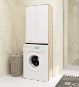 Ak furniture Koupelnová skříňka nad pračku Fin 2D dub sonoma/bílá