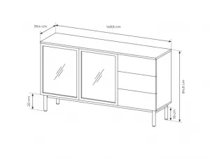 ArtLas Komoda TONG 150 2D3S | s LED osvetlením