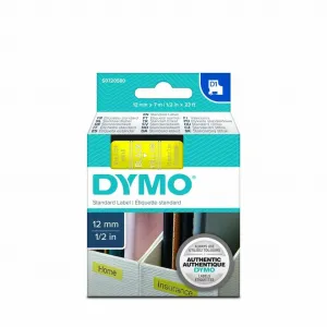 Dymo originál páska do tlačiarne štítkov, Dymo, 45018, S0720580, čierny tlač/žltý podklad, 7m, 12mm, D1 45018