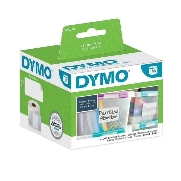 Dymo papierové štítky 57mm x 32mm, biele, multifunkčné, snímateľné, 1000 ks, 11354, S0722540 11354