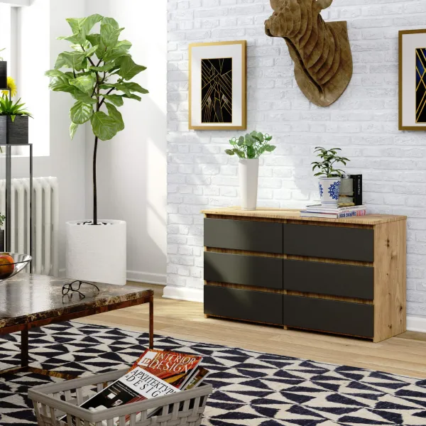 Ak furniture Komoda CL6 100 cm dub artisan/grafitově šedá