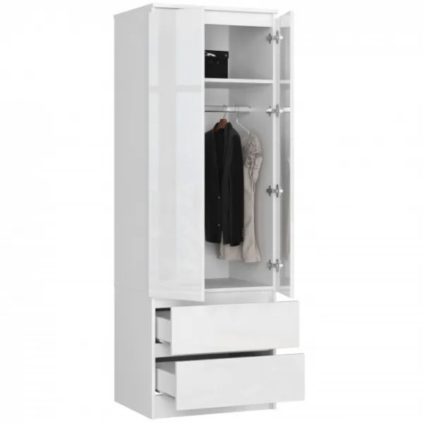 Ak furniture Šatníková skriňa Star 60 cm biely lesk