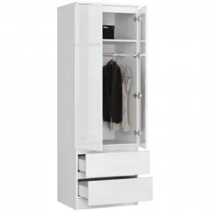 Ak furniture Šatníková skriňa Star 60 cm biely lesk