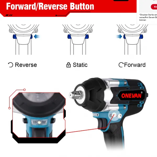 ONEVAN 1/2" 1800 N·m Momentový Bezuhlíkový Elektrický Rázový Uťahovák Pre 18V Batériu Makita v krabici BEZ BATÉRIE !