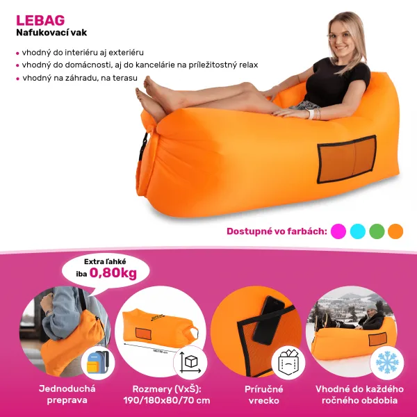 Nafukovací sedací vak LEBAG Tempo Kondela Modrá