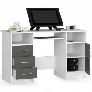 Ak furniture Volně stojící psací stůl Ana 124 cm bílý/grafitově šedý