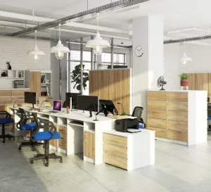 Ak furniture Volně stojící psací stůl Ana 124 cm bílý/dub sonoma