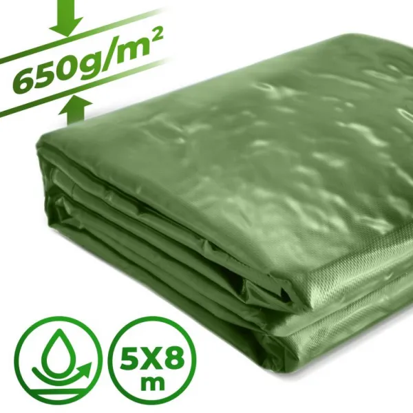 JAGO Plachta 650 g/m², hliníkové oká, zelená, 5 x 8 m